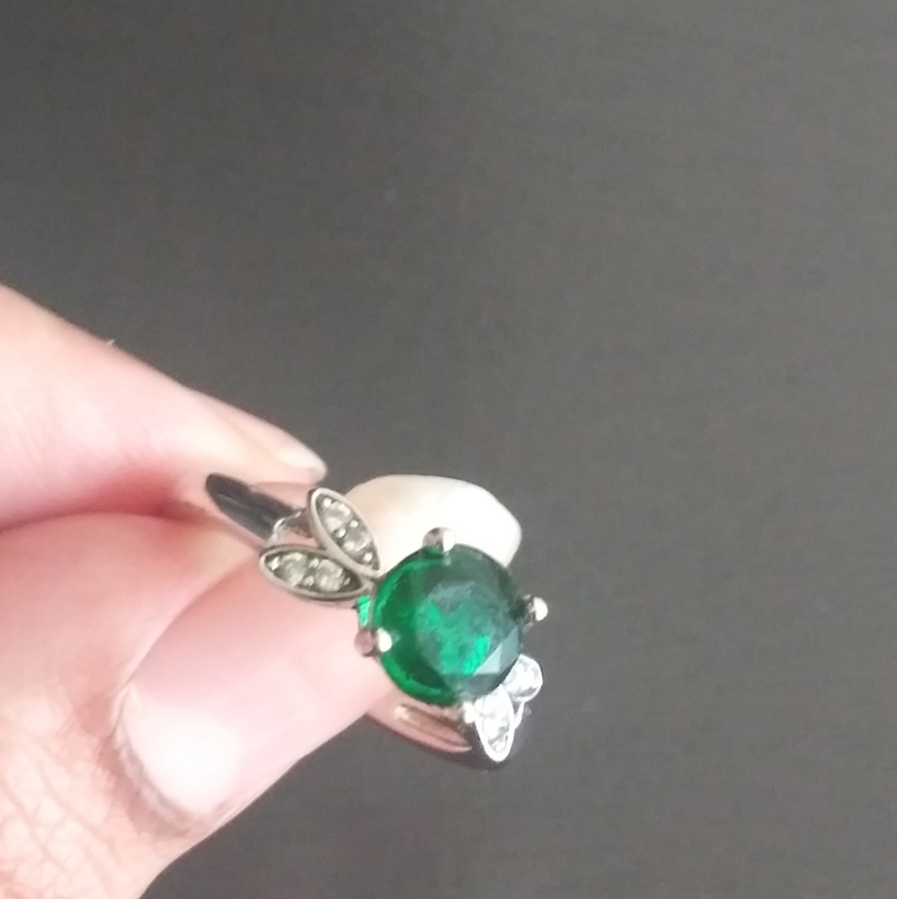 Cute Emerald Green Dainty Fairy Ring